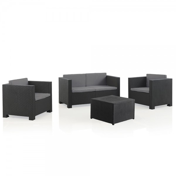Conjunto jardín diva tropea grafit 4 piezas antracita + cojines