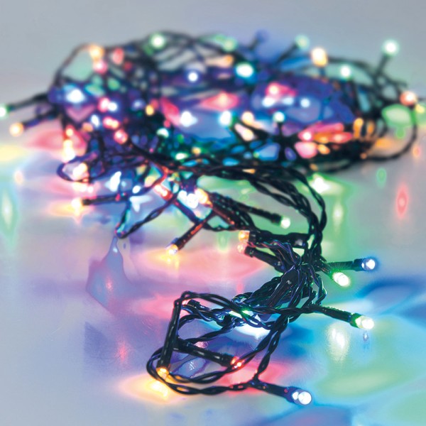 Guirnalda multifunción, uso exterior, multicolor, 120 leds, 12 m