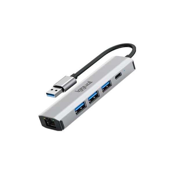 Iggual hub usb-a 5 puertos 3xusb + rj45 + tipo c